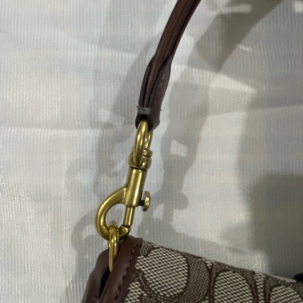 Coach Brown Signature Canvas Buckle Shoulder Bag - Picture 12 of 13